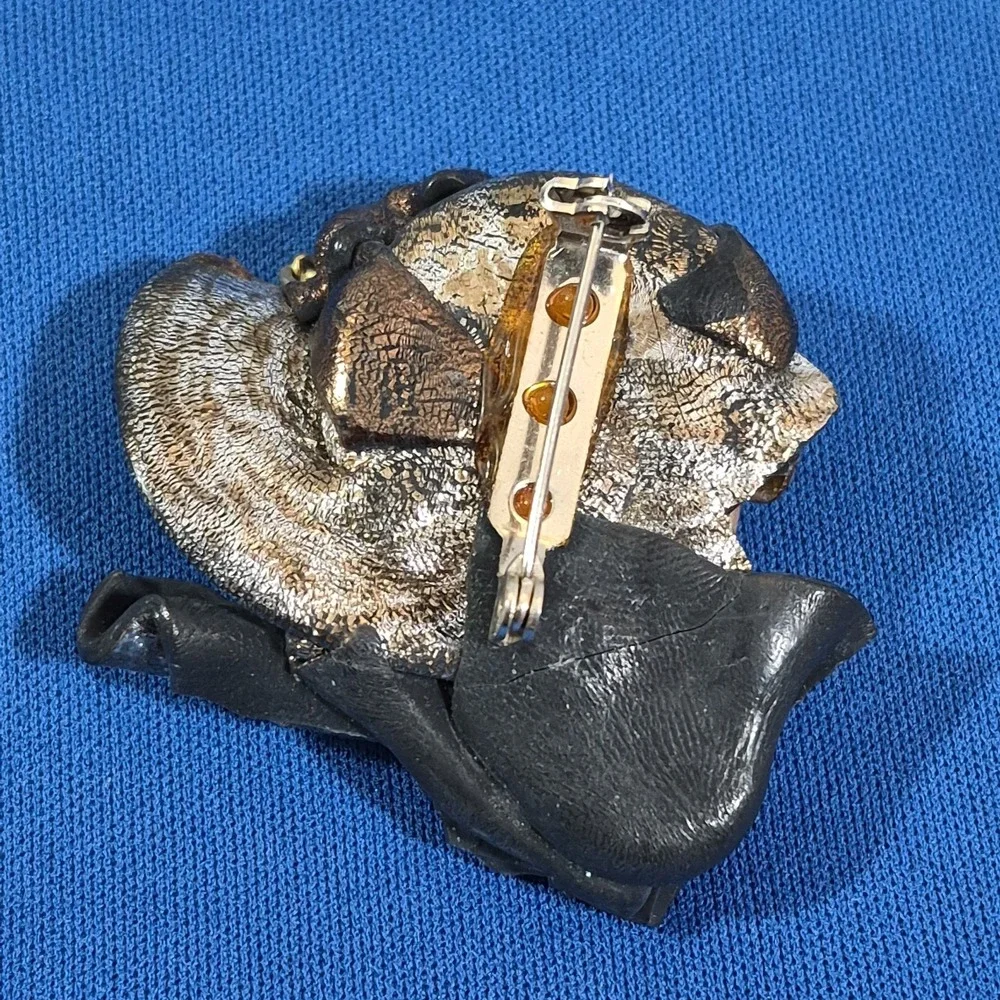 VTG Hand Painted Art Deco Lady Brooch Pin 2